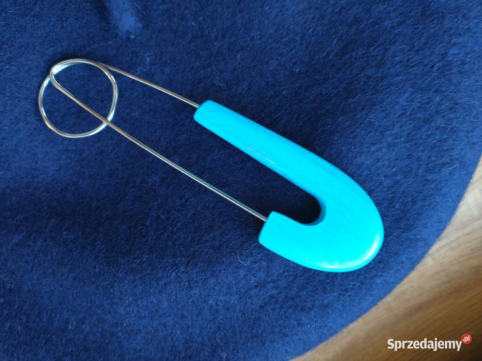 Niebieska agrafka do ubioru rękodzieło Łódź