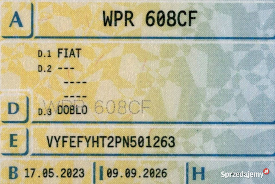 Fiat Doblo 102 3 osobowy FV23 Bluetooth Tempomat centralny zamek Sokołów