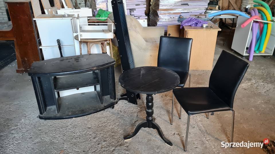Stół dwa krzesła szafka tv i stojak na płyty CD podlaskie Modzele-Skudosze