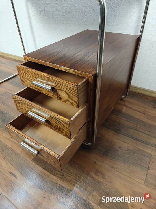 BIURKO Chrom Dąb ciemny brąz Bauhaus Art Deco mazowieckie Warszawa