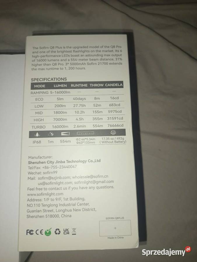 Latarka Sofirn Q8 Plus Olecko sprzedam