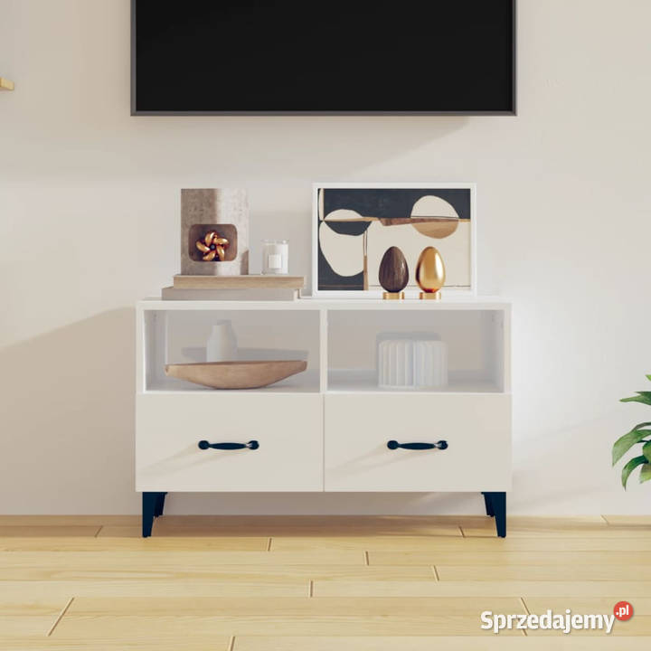 Szafka pod TV biała wysoki połysk 80x36x50 Warszawa