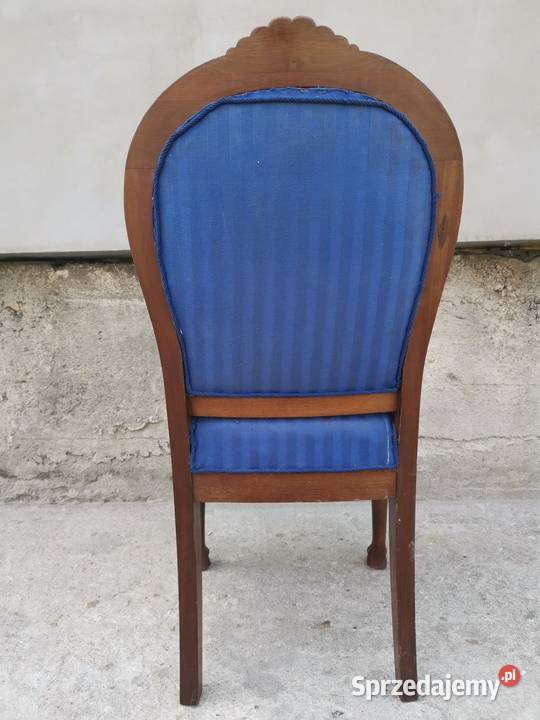 Mahoniowe kobaltowe krzesło antyk Do renowacji sprzedam