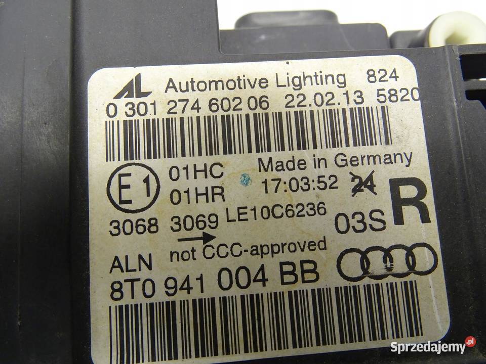 LAMPA REFLEKTOR PRAWA PRAWY PRZÓD PRZEDNIA AUDI