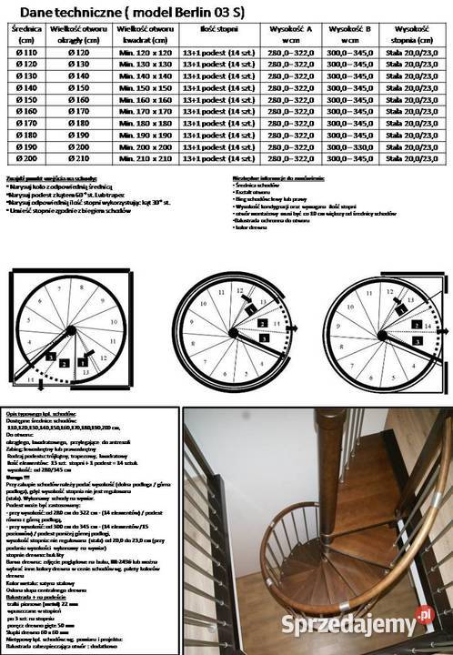 SCHODY KRĘCONE CORA MODEL BERLIN 03 S 120 Krzywiń