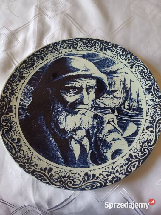 Piękne kobaltowy talerz do powieszenia na ścianę Gliwice