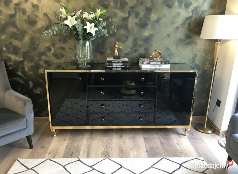 Luksusowa Komoda Glamour 170 Czarny Kryształ