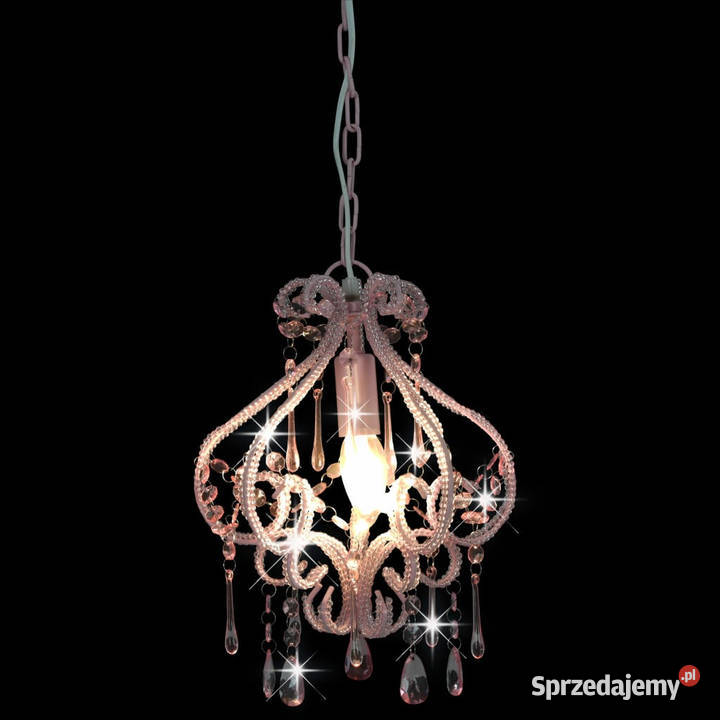 Lampa sufitowa z koralikami różowa okrągła E14 Dom i Ogród Warszawa