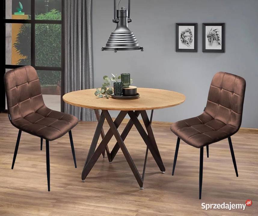 Zestaw 2 krzesło tapicerowane welurowe do salonu wielkopolskie