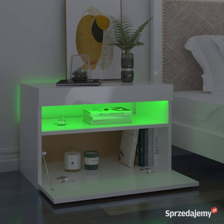 Szafki TV z LED 2 wysoki połysk białe 60x35x40 Warszawa