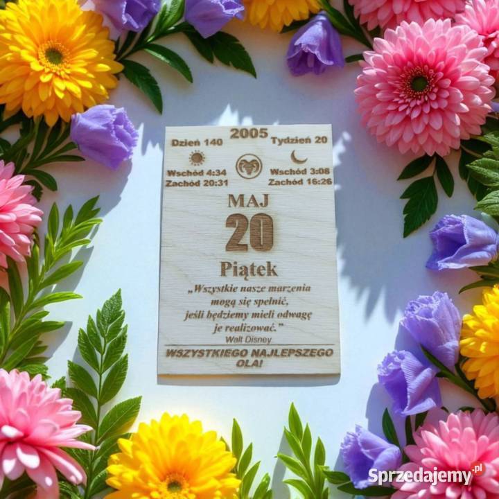 Drewniany Magnes Kartka z kalendarza na Ślub Lublin