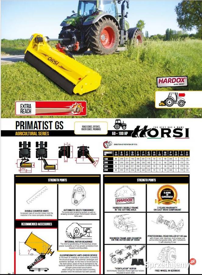 KOSIARKA ORSI COMPETITION GS OFF SET FRONTAL 180 uszkodzony Radom