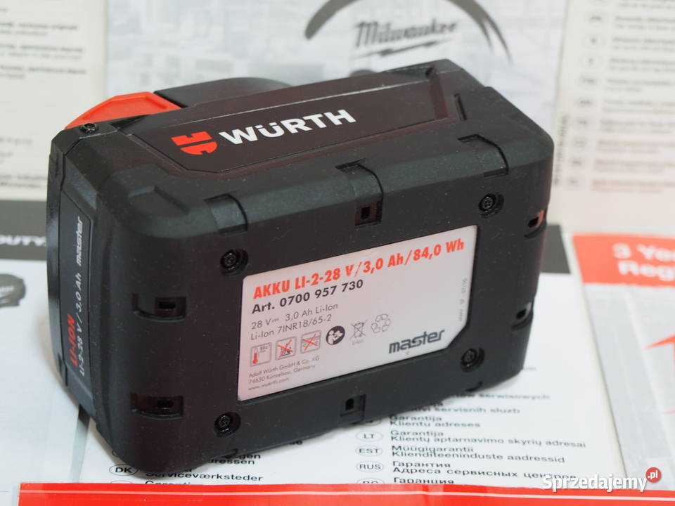 MILWAUKEE WURTH v28 M28 3Ah akumulator bateria Baszkówka sprzedam