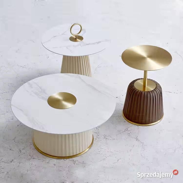 Złoty stolik kawowy plisowany Premium z