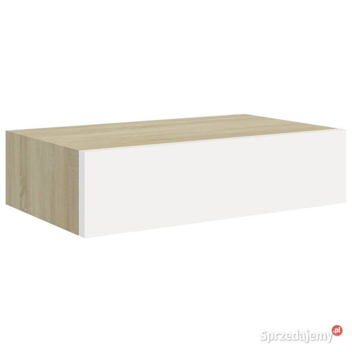 Półka ścienna z szufladą dąb i biel 40 x 235 x Warszawa sprzedam