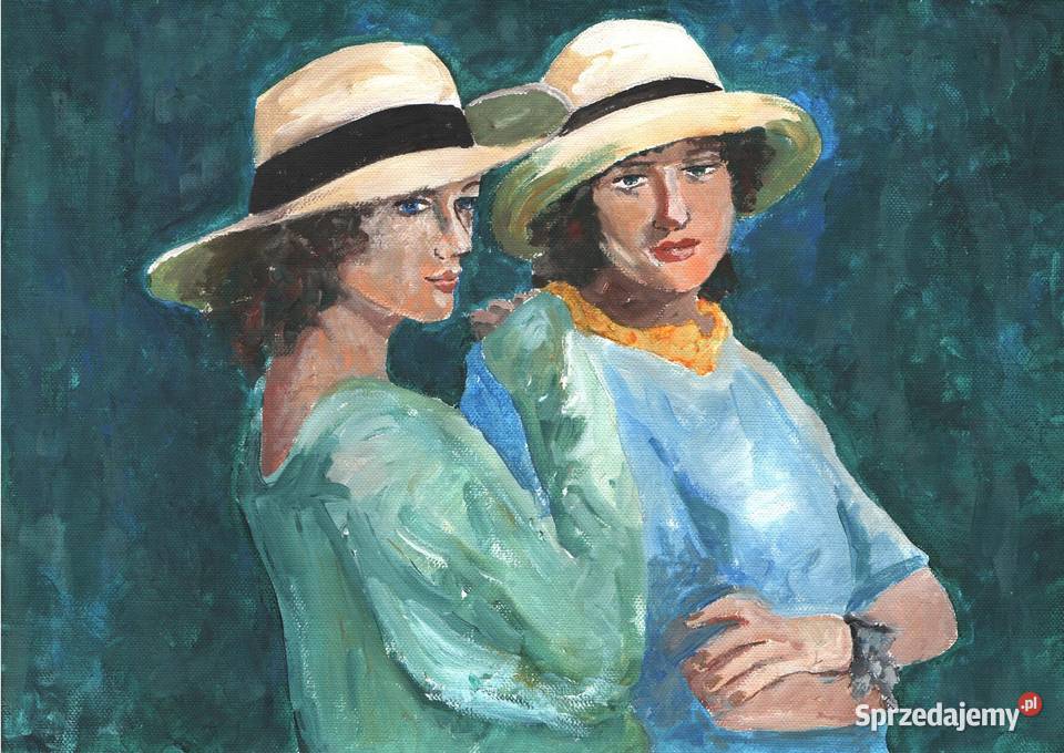 OBRAZ SCENA RODZAJOWA AKRYL olej na płótnie Gryfów Śląski