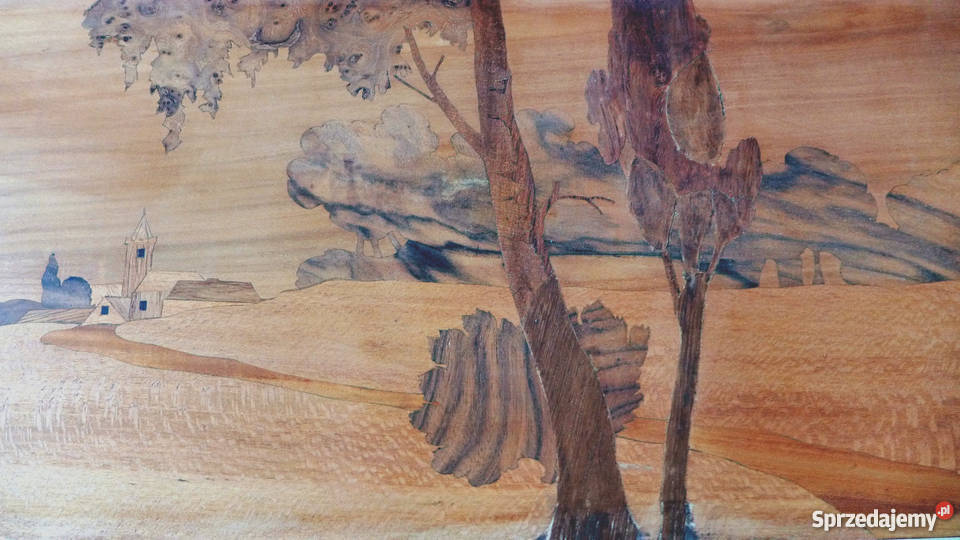 Secesyjne 2 płyciny CUDNE intarsje XIX w mazowieckie