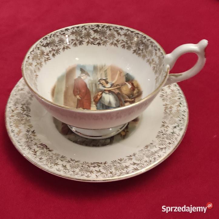 Zabytkowy zestaw Duo z porcelany kostnej Vintage Pabianice