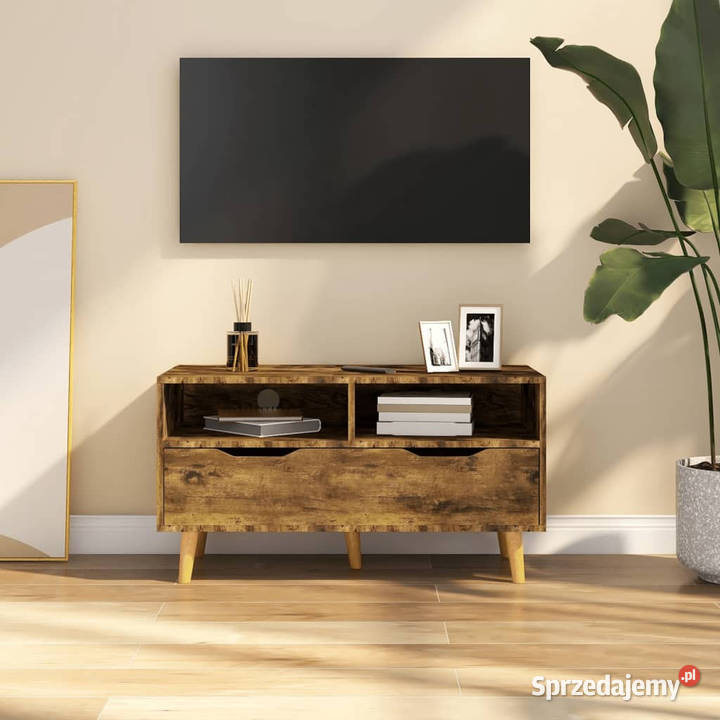 Szafka pod TV przydymiony dąb 90x40x485 WM326785 Warszawa