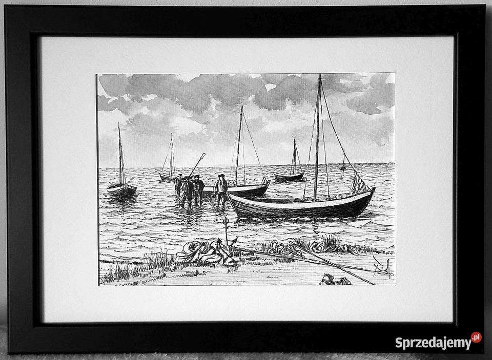 Obraz narysowany Powrót rybaków 21x3015x21 Gdynia