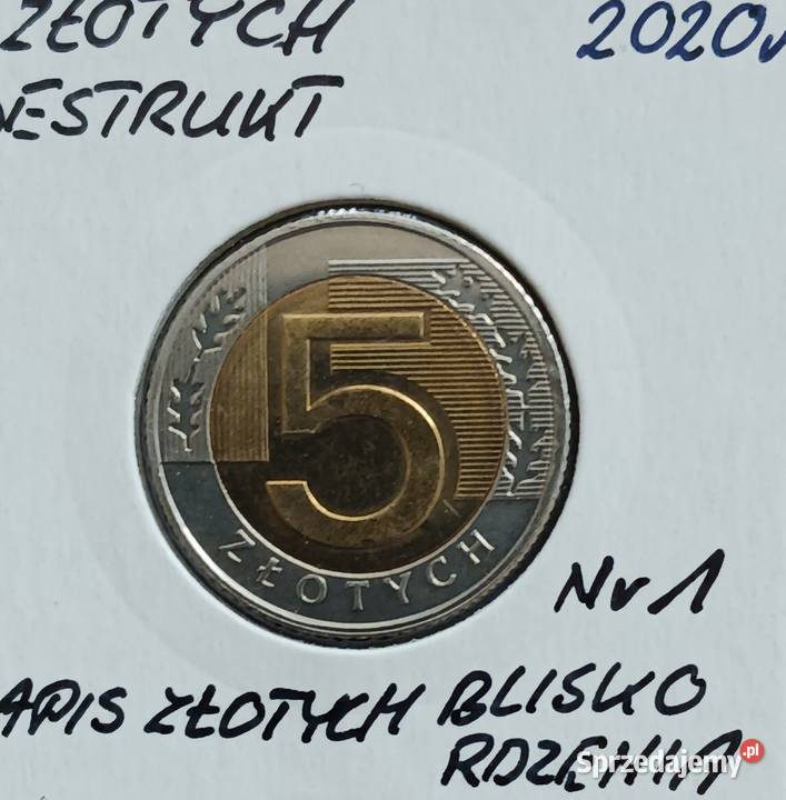 5 Złotych 2020 r 1 błąd mennicy