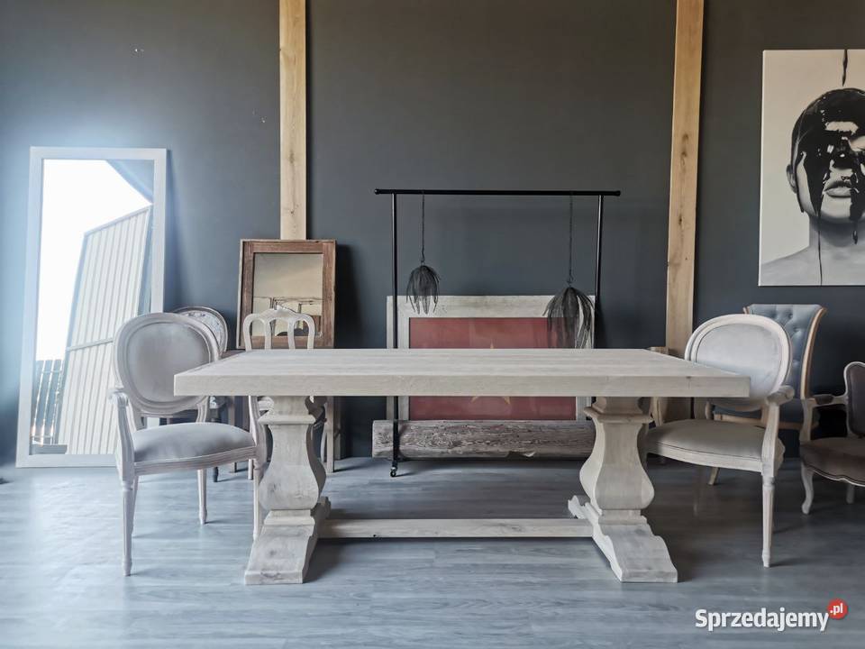 Stół dębowy na dwóch masywnych nogach łódzkie Łódź