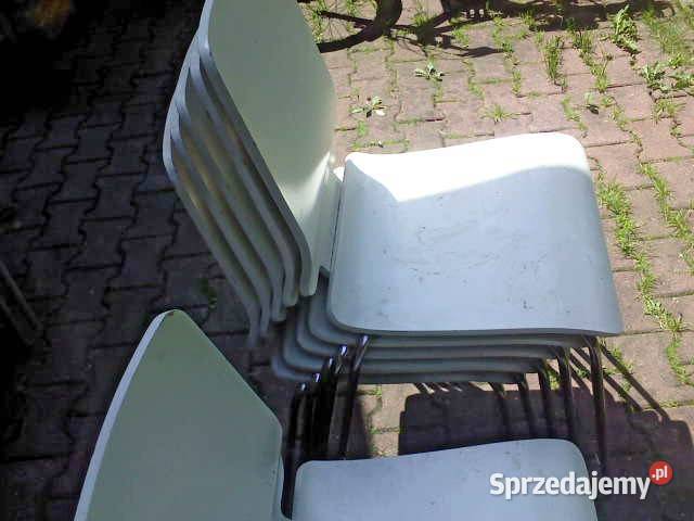 Krzesła drewno metal 6 sztuk 40cm sprzedam
