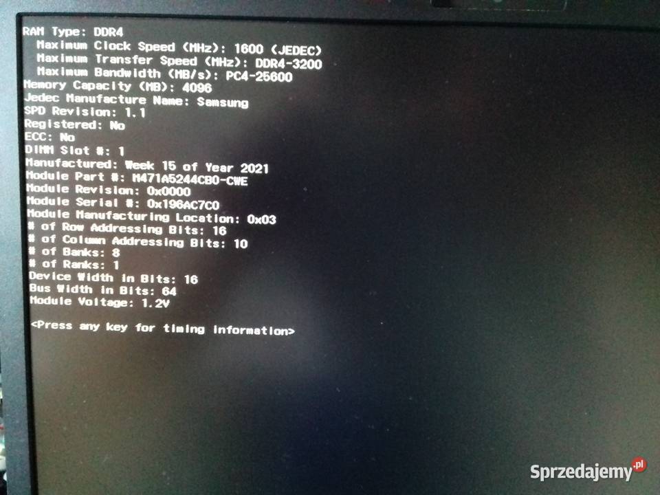RAM Samsung DDR4 4GB laptopowa 3200MHz CL22 12V Pojemność 4GB Bydgoszcz