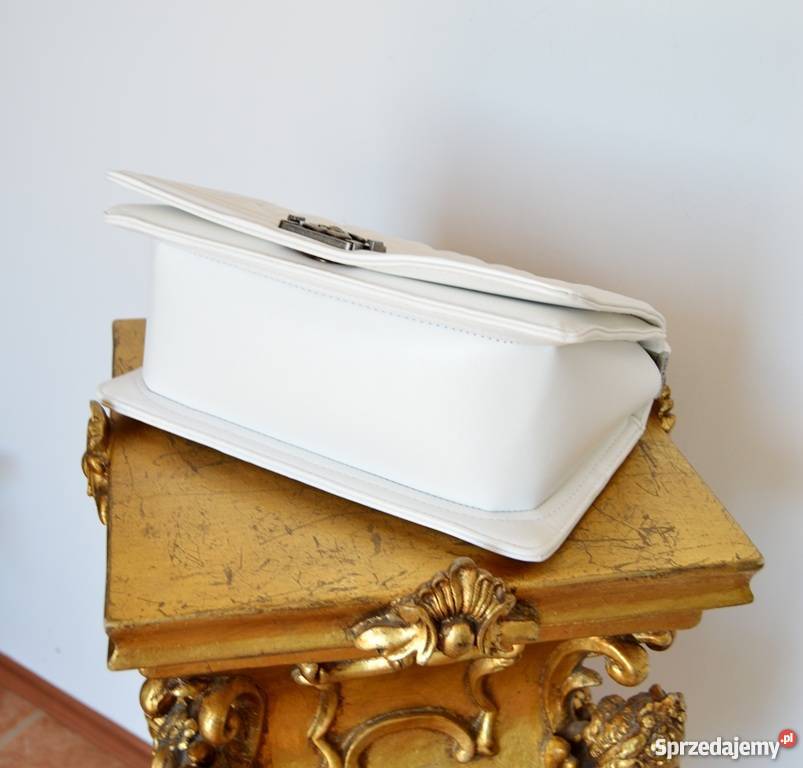 DUŻA CHANEL BOY JUMBO BIAŁA PIKOWANA ŁAŃCUCH Bydgoszcz