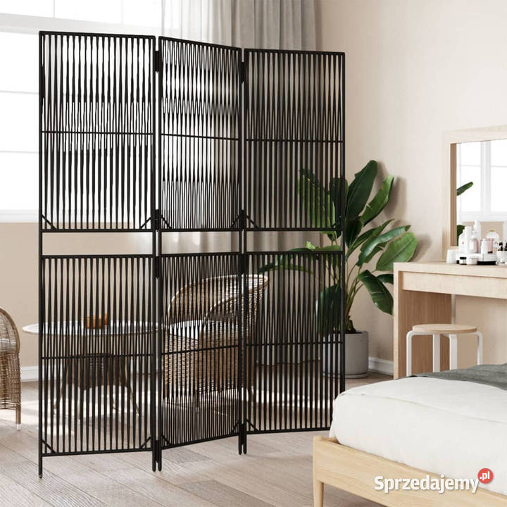 Parawan 3panelowy czarny polirattan WM365388 Warszawa