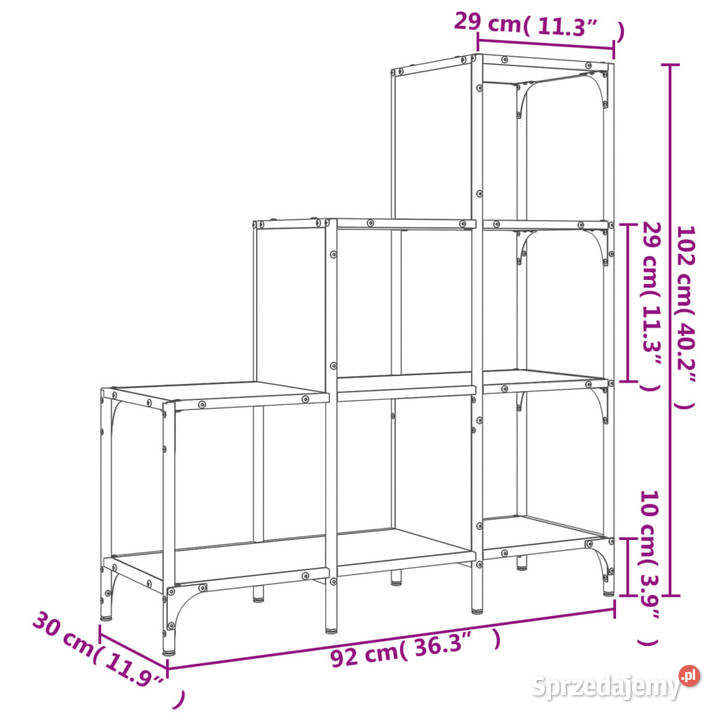 Regał brązowy dąb 92x30x102 materiał Warszawa sprzedam
