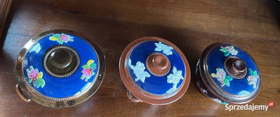 Kobaltowa bomboniera Sarreguemines Francja Porcelana i szkło Gdańsk