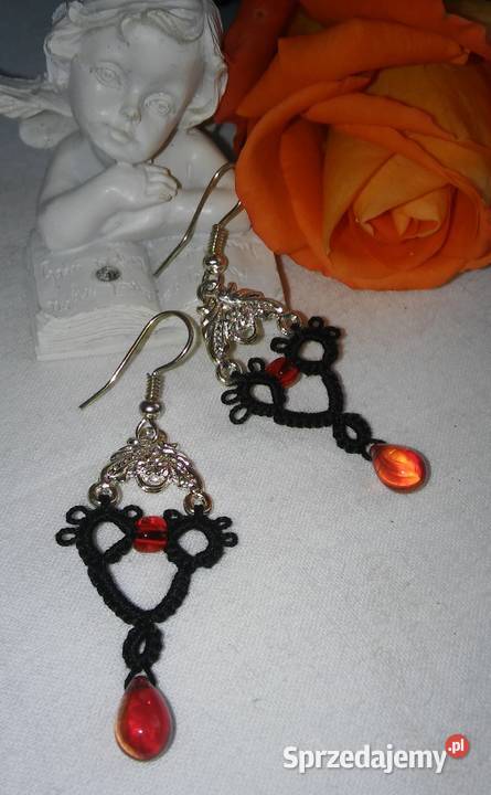 Kolczyki frywolitkowe Wiśniowa