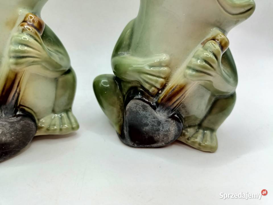 Ceramiczne figurki żab żabek 2 sztuki Zamość