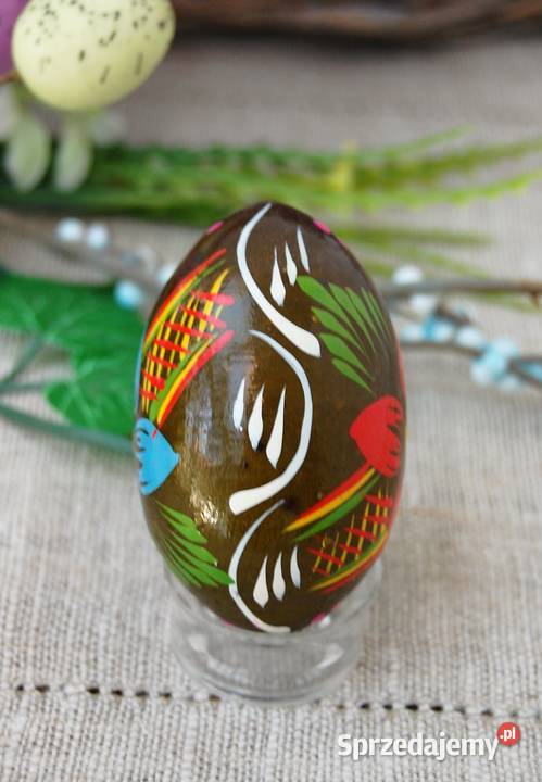 Stara pisanka drewniana malowana Ukraina 62 Lublin