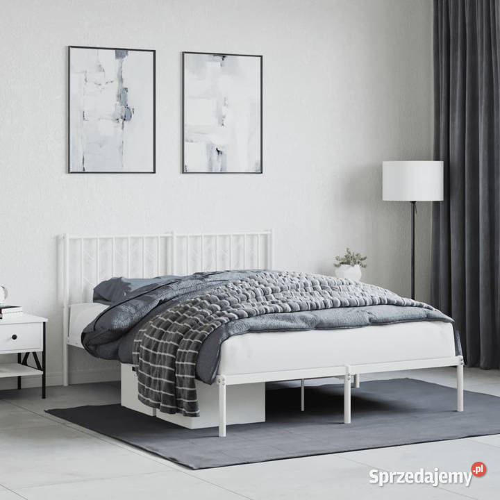 Łóżko Metalowe Białe Rama Łóżka Ze Stelażem 90cm Warszawa