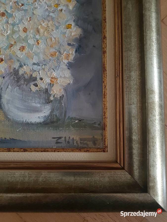 Obraz olejny bukiet kwiatów w wazonie lato sprzedam