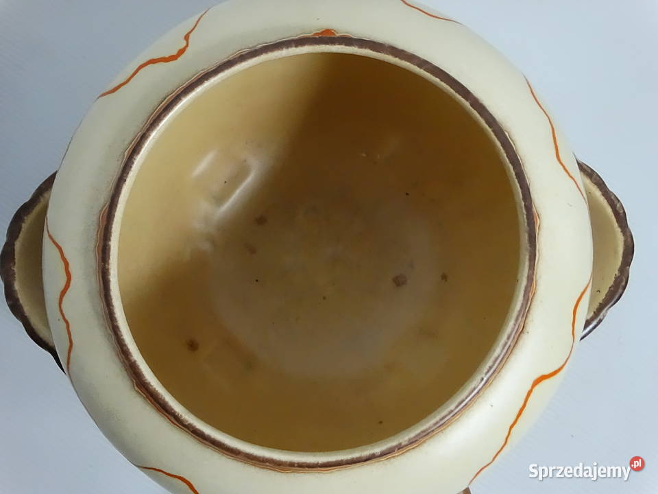 Stylowa ceramiczna waza retro na nóżkach Waza do Biłgoraj sprzedam