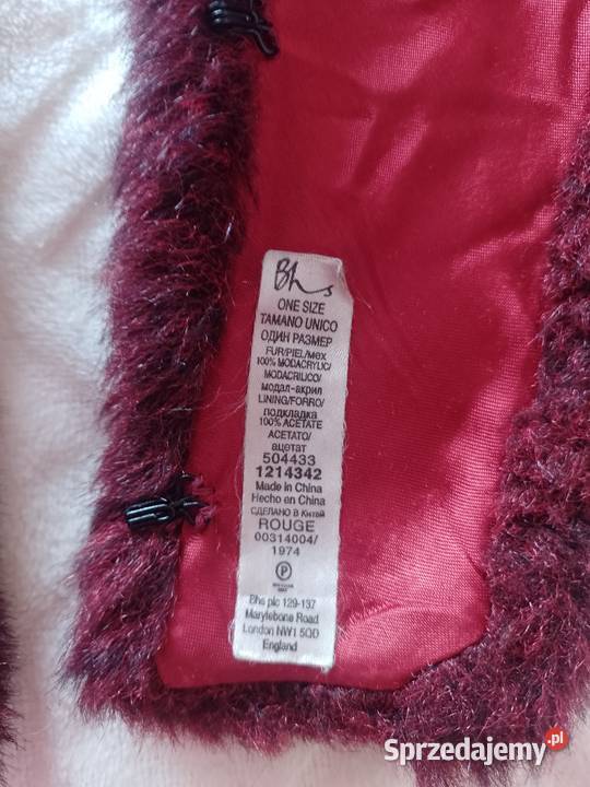 BHSBordowy Futrzany kołnierz z Londynu Etola Dla kobiet