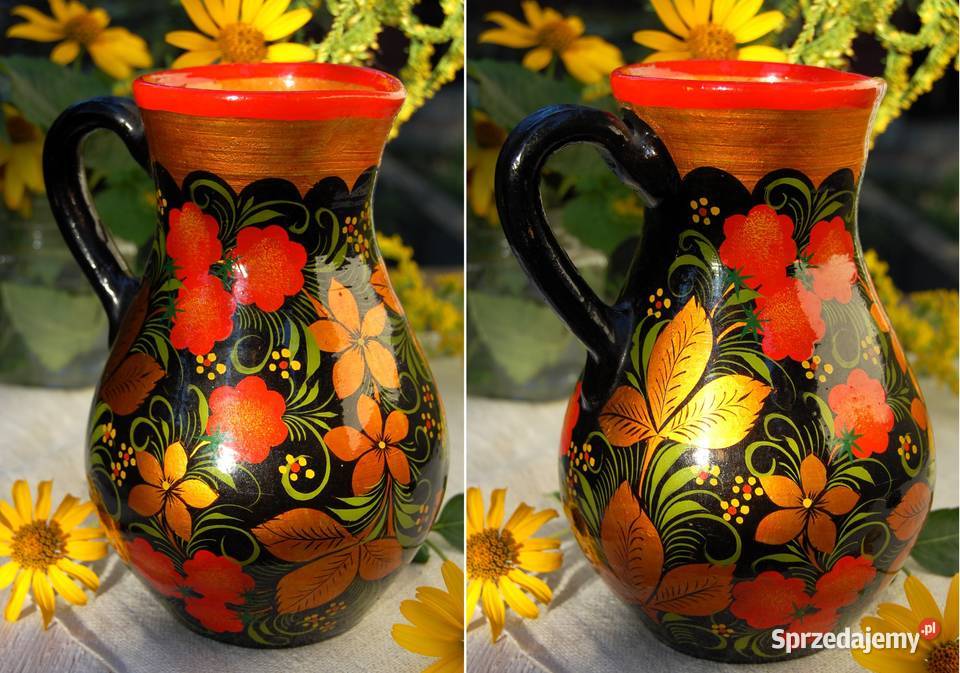 Chochłoma ręcznie malowany rosyjski dzbanek Lublin