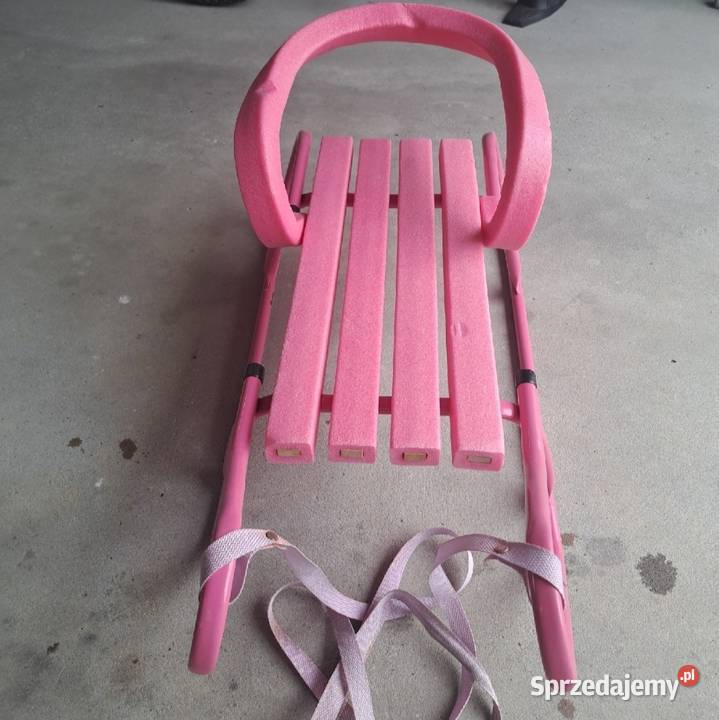 Sanki dziecięce z oparciem i popychaczem różowe