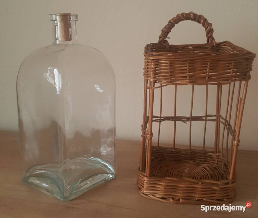 Szklany baniak galon z wiklinowym uchwytem 2 Katowice sprzedam