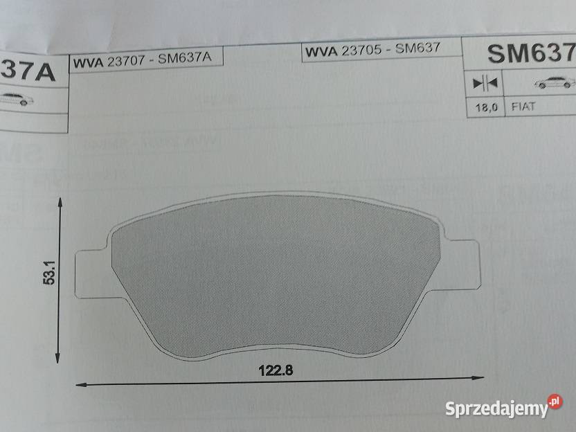 SM637 Klocki hamulcowe kpl przód ABARTH 500 595 Olsztyn sprzedam