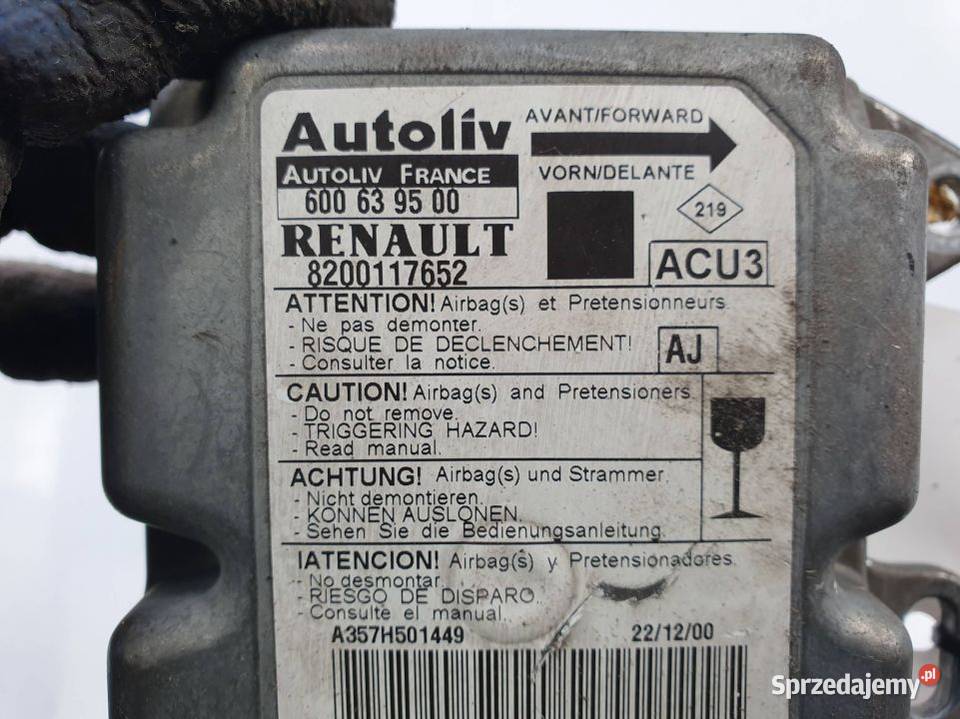 SENSOR AIRBAG RENAULT MEGANE SCENIC 8200117652 osobowe Lipno