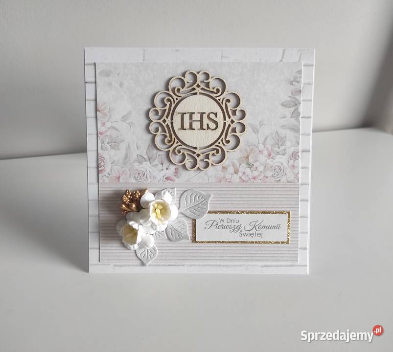 Kartka ręcznie robiona na Komunię Świętą z Łódź