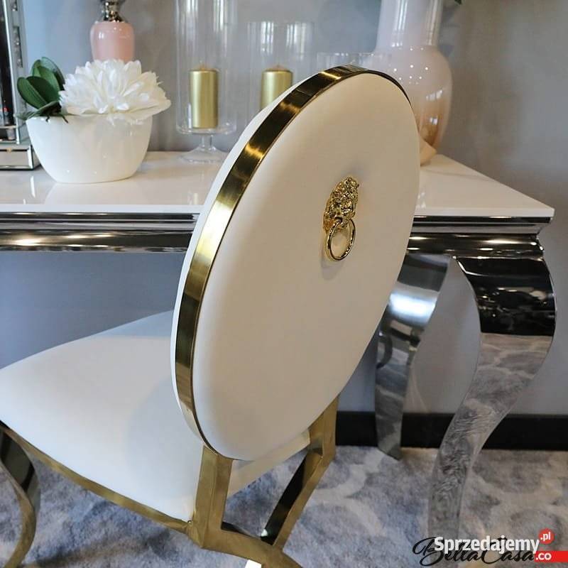 Krzesło Ludwik II Gold glamour Arms pikowane
