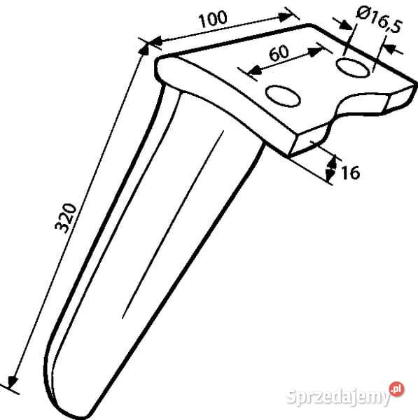 Ząb brony aktywnej prawy L315 mm pasujący do Do maszyn uprawowych sprzedam