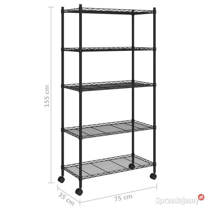 5poziomowy regał na kółkach 75x35x155 czarny 250 Warszawa