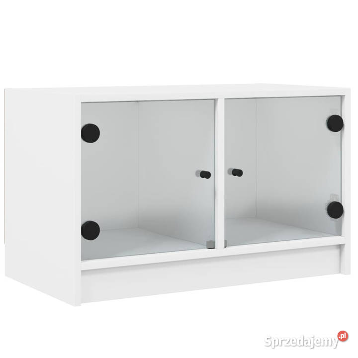 Szafka TV ze szklanymi drzwiami biała 68x37x42 Warszawa