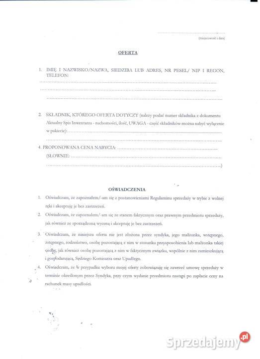 Ogłoszenie o sprzedaży ruchomości Kruszewo